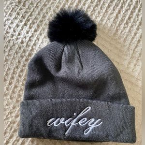 Grey Wifey Pom Pom beanie